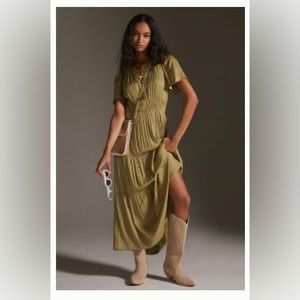 Anthropologie Somerset Maxi Dress in Olive Green size 3X